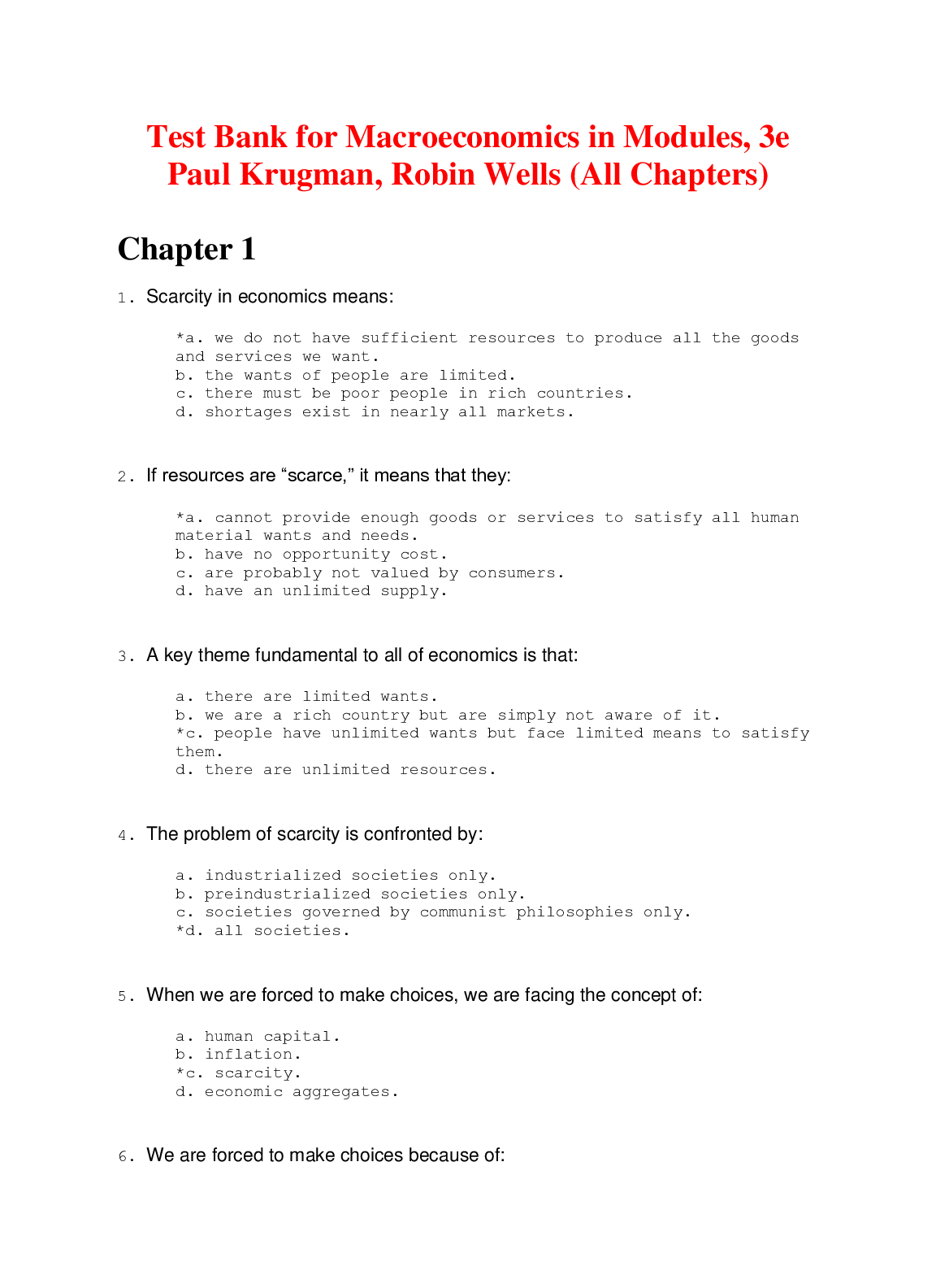 Macroeconomics in Modules, 3e Paul Krugman, Robin Wells (Test Bank)